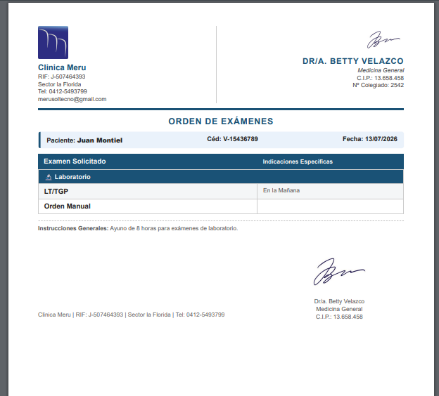 Ordenes de Examen